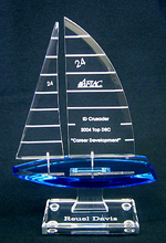 Laser engraved Aflac logo, sail lines, and text